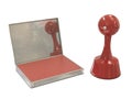 Stamper red cylindrical with ink pad