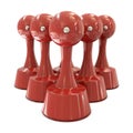 Stampers red cylindrical in group