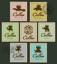 Stamps with animals from coffee cup Royalty Free Stock Photo