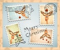 Stamps with christmas theme - funny reindeer