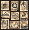 Stamps on coffee house Royalty Free Stock Photo