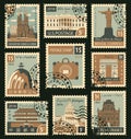 Stamps with different architectural attractions