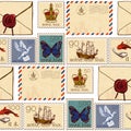 Stamps and envelopes seamless pattern Royalty Free Stock Photo