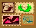 Stamps with female footwear Royalty Free Stock Photo