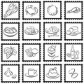 Stamps with food symbols Royalty Free Stock Photo