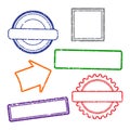 Stamps grunge frames on white background. Six stamps frames. Flat design Royalty Free Stock Photo