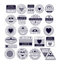 Stamps of love season in dark blue silhouette