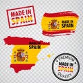 Made in the Spain rubber stamps icon isolated. Manufactured or Produced in Spain.  Set of grunge rubber stamps Royalty Free Stock Photo