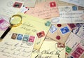 Stamps and old letters.