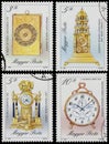 Stamps printed in Hungary, show Antique Clocks