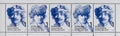 Stamps with Rembrandt self-portraits theme