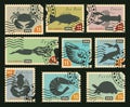 Stamps with sea animals Royalty Free Stock Photo