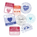 Stamps set of love season in colorful silhouette