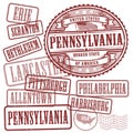 Stamps set with names of cities in State of Pennsylvania Royalty Free Stock Photo