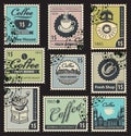 Stamps on the theme of coffee Royalty Free Stock Photo