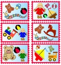 Stamps with toys Royalty Free Stock Photo