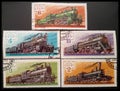 stamps with images of old steam locomotives