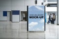 Stand Billboard Mock up Vertical indoor Advertising light box in