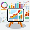 Stand with charts and parameters Royalty Free Stock Photo