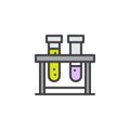 Stand with chemical flasks filled outline icon