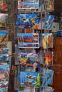 Stand with colorful postcards in a souvenir shop on the Spanish island of Tenerife