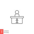 Stand desk information icon, counter, reception, trade, service, outline style Royalty Free Stock Photo