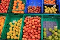 Showing the fresh fruit for sale on the weekly market.