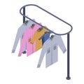 Stand hanger clothes icon, isometric style