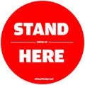 Stand here text isolated on red circle vector illustration