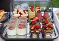Stand of a local confectioner offering cakes and other desserts.