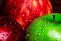 Stand Out! A Bright Green Apple toghether with 2 red apples. I Royalty Free Stock Photo