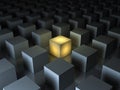 Stand out from the crowd and different creative idea concepts , One glowing yellow light cube Royalty Free Stock Photo