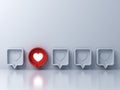 Stand out from the crowd and different creative idea concepts One red 3d social media notification Love like heart icon Royalty Free Stock Photo