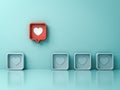 Stand out from the crowd and different creative idea concepts One red 3d social media notification love like heart pin icon Royalty Free Stock Photo