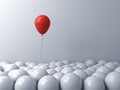 Stand out from the crowd and different or think outside the box creative idea concepts One red balloon floating above other whites Royalty Free Stock Photo