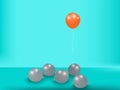 Stand out from the crowd. Outstanding unique orange balloon. Business success concept. Royalty Free Stock Photo
