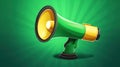 Stand out with a vibrant web banner design featuring a megaphone and speech bubble on a green background Royalty Free Stock Photo