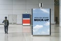 Stand sign or billboard Mock up Vertical indoor Advertising in a