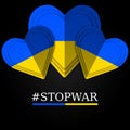 Stand with Ukraine concept background with paper cutted heart with Stop war hashtag