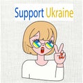 Stand with Ukraine. Protection of Ukraine from Russian attack. Isolated vector illustration in cartoon style. Ukraine icon