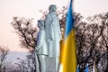 STAND WITH UKRAINE rally at the Dobele liberation monument to protest war and support Ukraine Royalty Free Stock Photo