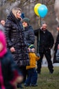 STAND WITH UKRAINE rally at the Dobele liberation monument to protest war and support Ukraine Royalty Free Stock Photo