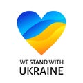 We stand with Ukraine. Vector banner with ukrainian flag colors in heart shape to support Ukraine. Instagram post