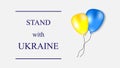 Stand with Ukraine. Yellow and blue balloons on white background Royalty Free Stock Photo