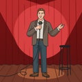 Stand up comedian pop art vector hand drawn Royalty Free Stock Photo