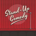 Stand up comedy live stage red curtain