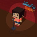 Stand up comedy open mic female comic on stage isometric Royalty Free Stock Photo