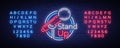 Stand Up Comedy Show is a neon sign. Neon logo, bright luminous banner, neon poster, bright night-time advertisement Royalty Free Stock Photo