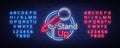 Stand Up Comedy Show is a neon sign. Neon logo, bright luminous banner, neon poster, bright night-time advertisement