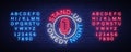 Stand Up Comedy Show is a neon sign. Neon logo, bright luminous banner, neon poster, bright night-time advertisement
